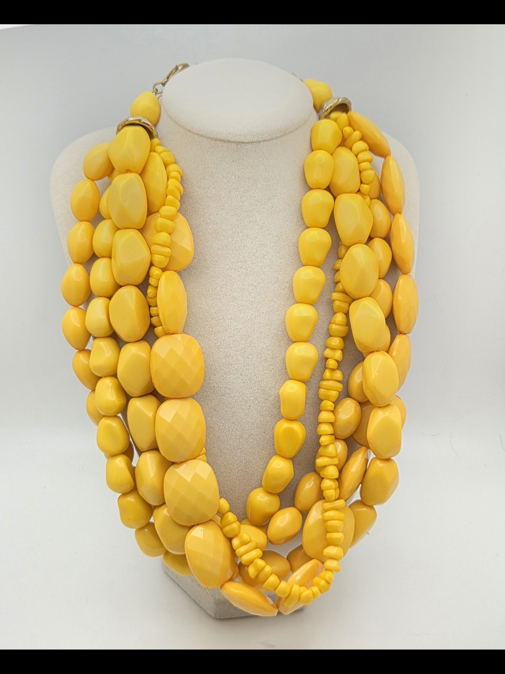 Bold Multi-Strand Statement Necklace - Sun-Kissed Yellow